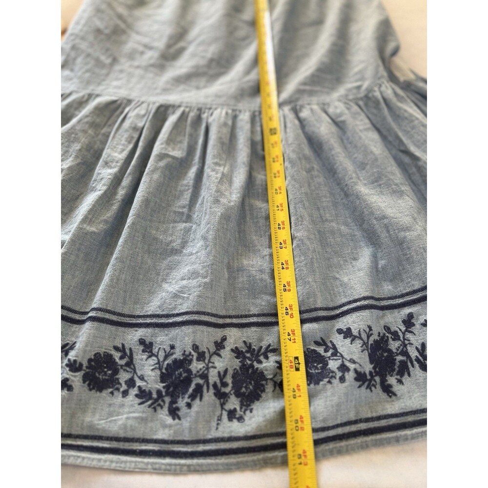 St John’s Bay 100% Cotton Embroidered Maxi Dress Large Blue Halter-Fringe Boho - Picture 6 of 10